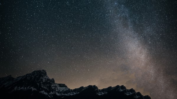 Starry Sky Mountains Milky Way wallpaper