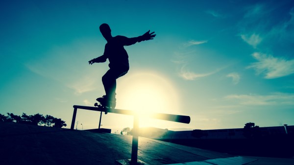 Skate Board Athlete Railings Motion Silhouette Ice Ring wallpaper