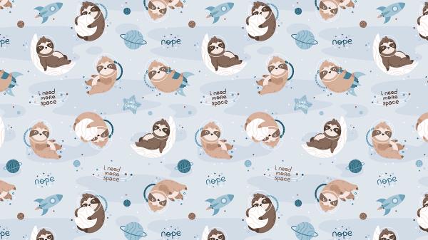 Sloth Inscriptions Pattern Wallpaper
