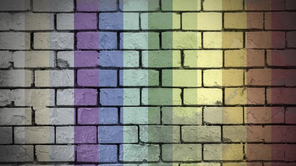Wall Bricks Rainbow Wallpaper