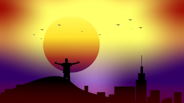 Man Freedom Art Sun Birds wallpaper