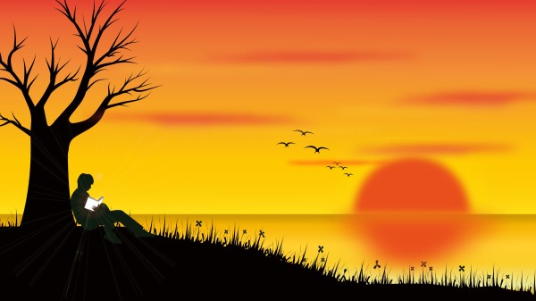 Silhouette Loneliness Reading wallpaper