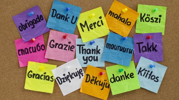 Thanks Many Languages Board Buttons Colorful Sticke Wallpaper