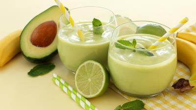 Avocado Glass Smoothie Bananas Wallpaper