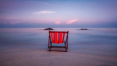 Beach Chair Sand Shore Wallpaper