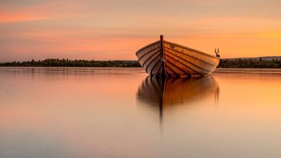Boat Calm Lake Wallpaper