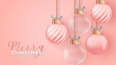 Card Pink Craciun New Year Christmas 4k Wallpaper