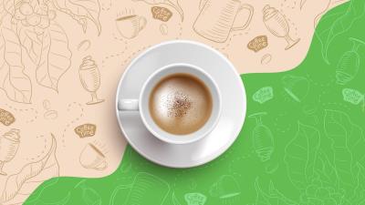 Coffee Beige Cup Green Wallpaper