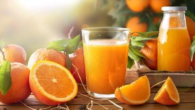 Glass Fruits Juice Oranges Wallpaper