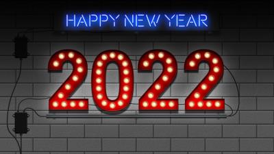 Happy New Year Bulb Lights Neon Sign 2022 Wallpaper