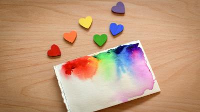Hearts Colors Rainbow Watercolors Wallpaper