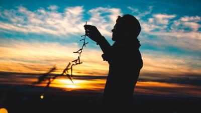 Man Lights Clouds Lights Sky Cap Wallpaper