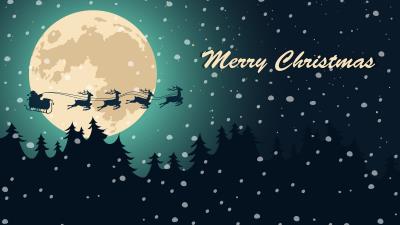 Merry Christmas Moon 8k Wallpaper