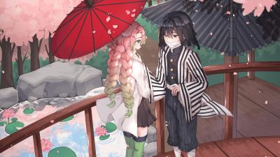 Obanai Iguro Mitsuri Kanroji Demon Slayer Kimetsu No Yaiba Wallpaper