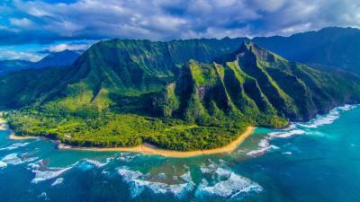 Photography Beaches Ocean Mountains Hawaii Nature Wallpaper