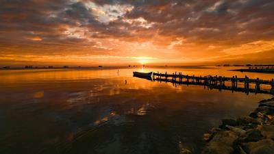 Pier At Sunset Wallpaper