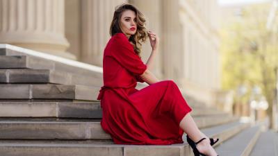 Red Dress Model 4k Wallpaper Wallpaper