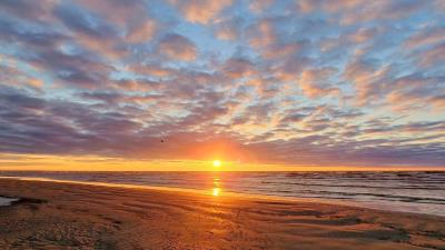 Sea Latvia Sunset Beach Clouds Wallpaper