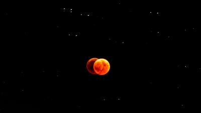 View Of Red Moon Wallpaper