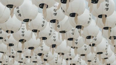 White Black Paper Lanterns Wallpaper
